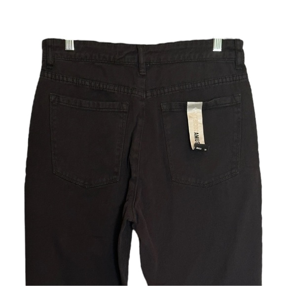 Amuse Society Skyline Jeans 30 NWT Black High Rise Straight Leg Zip Frayed Hem - Picture 5 of 10